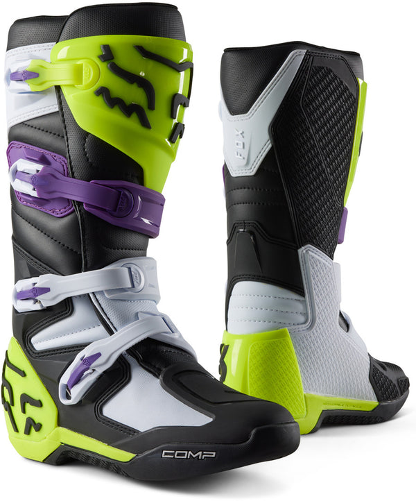 Fox 骑行靴 Comp Motocross Boots Purple/Yellow/Black