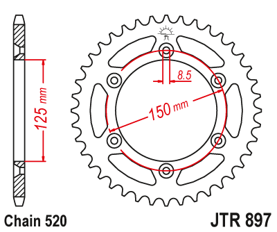 JT 钢制后链轮 520 KTM/Husqvarna