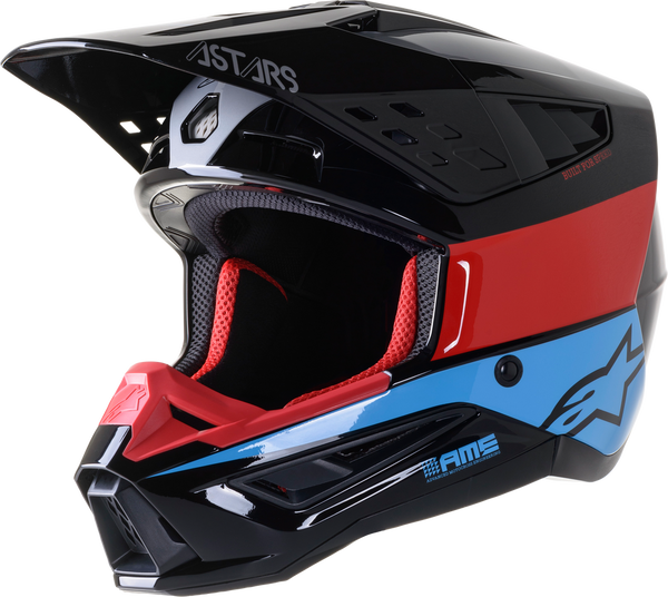 Alpinestars 头盔 S-M5 Helmet Gloss Black/Red/Cyan SM5