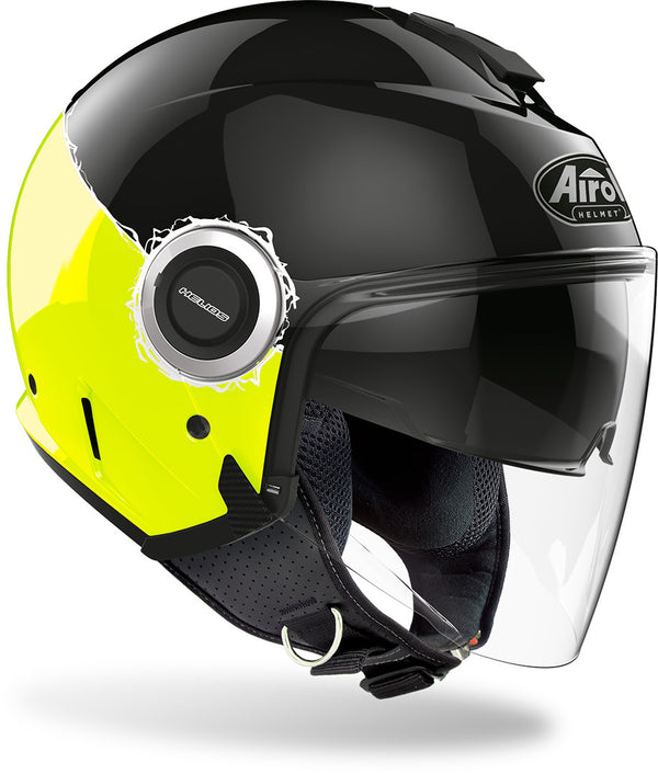 Airoh Helios Fluo Jet Helmet Black/Yellow