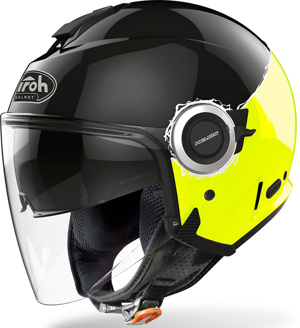 Airoh Helios Fluo Jet Helmet Black/Yellow