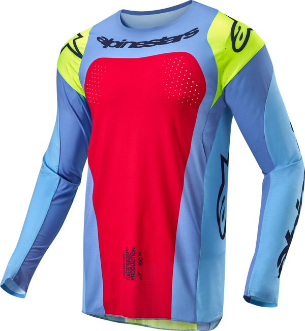 Alpinestars 骑行衣 Techstar Ocuri Jersey Men's Light Blue/Fluorescent Yellow/Red Berry