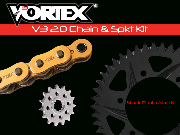 VORTEX 链轮/链条套件 STL/ALU 14/42T 黑 SX3 520-106L GLD